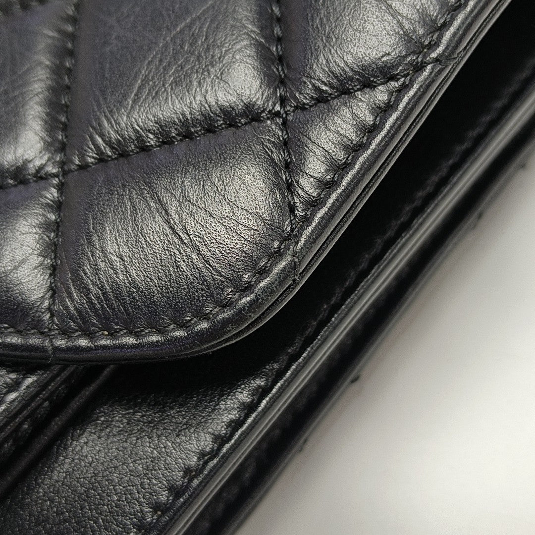 Quilted Calfskin Shoulder Bag Black