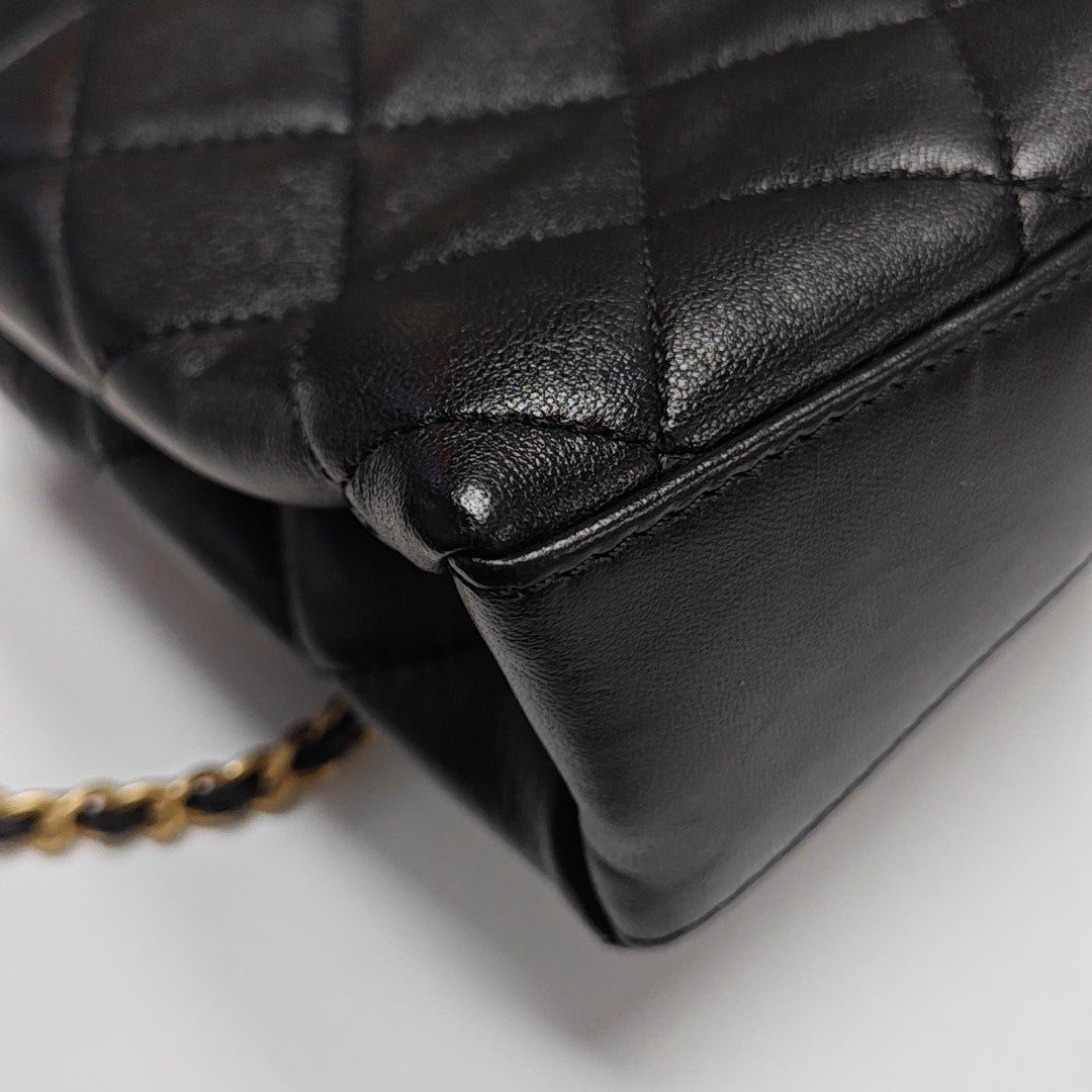 Quilted Lambskin Shoulder Bag Mini Black