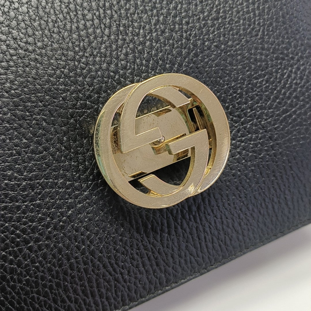 Interlocking G Small Calfskin Black