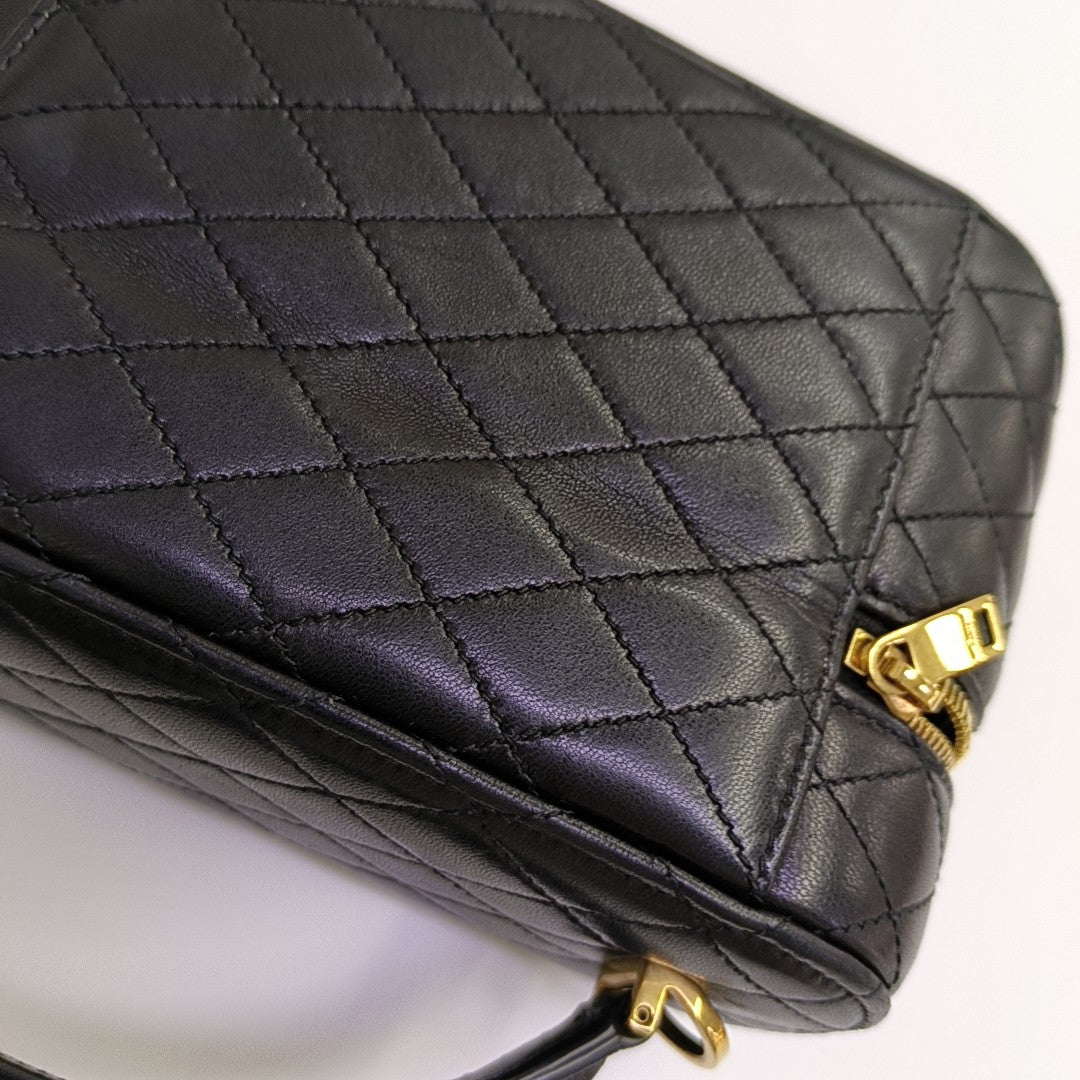 80'S VANITY Mini Quilted Lambskin Black