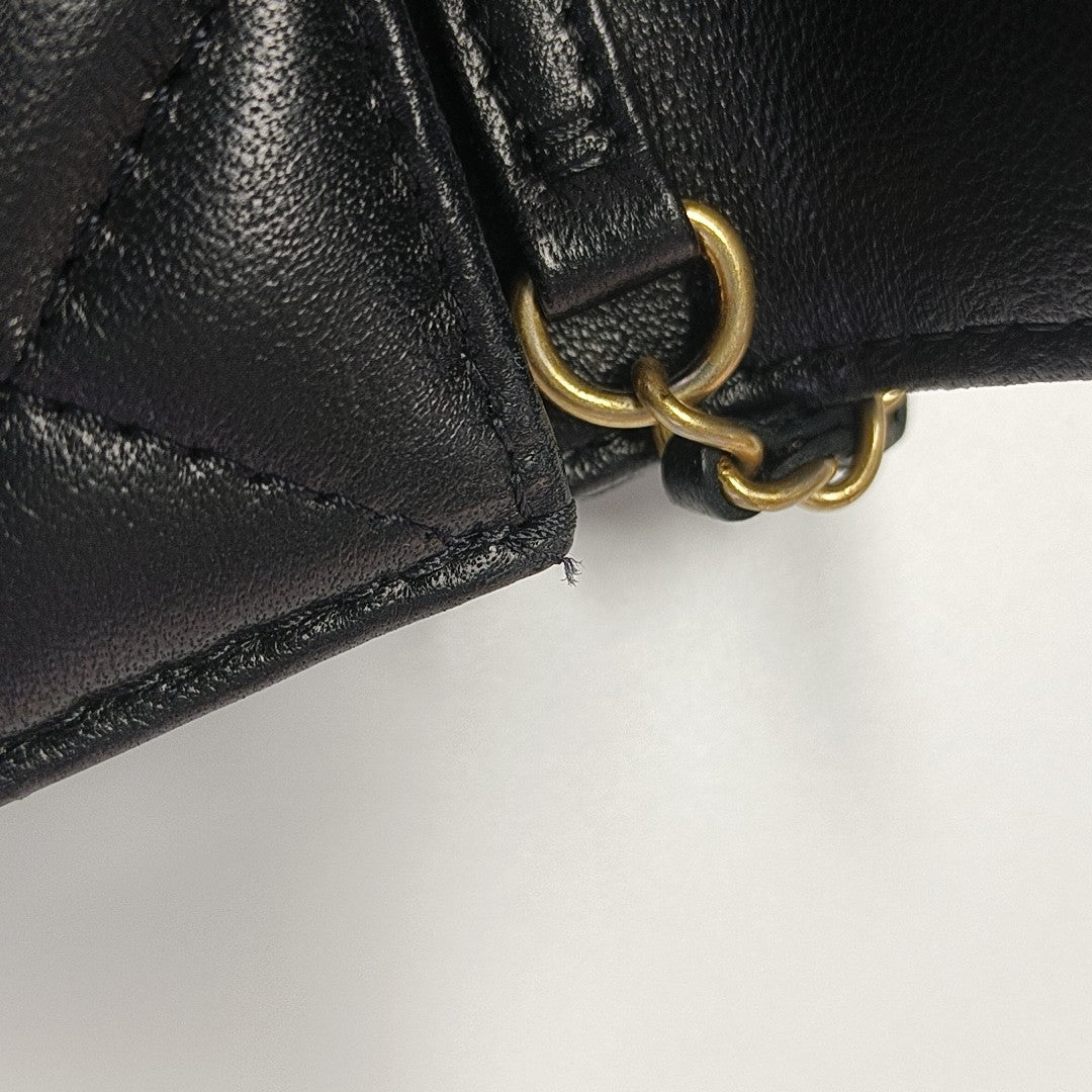 Quilted Lambskin Shoulder Bag Black