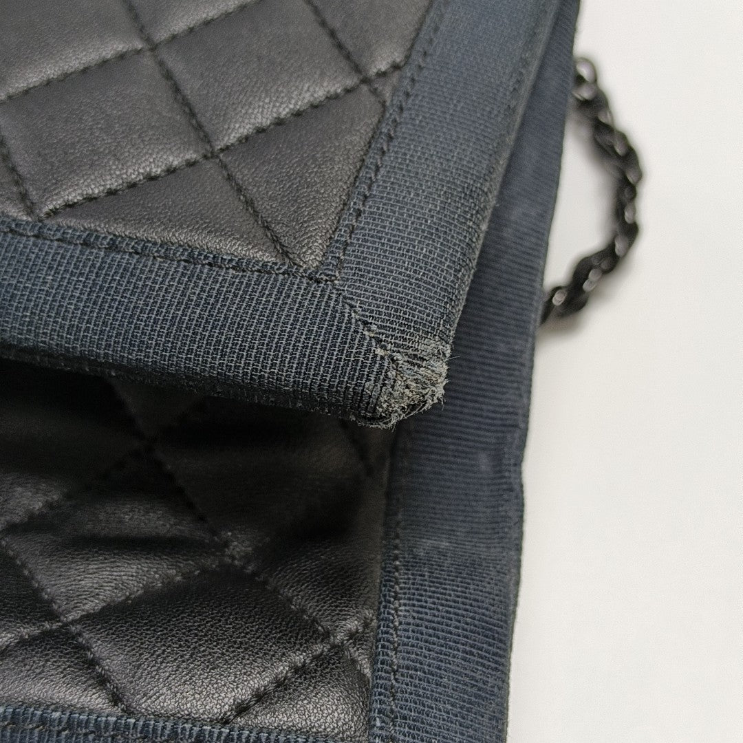Quilted Lambskin Top Handle Bag Black
