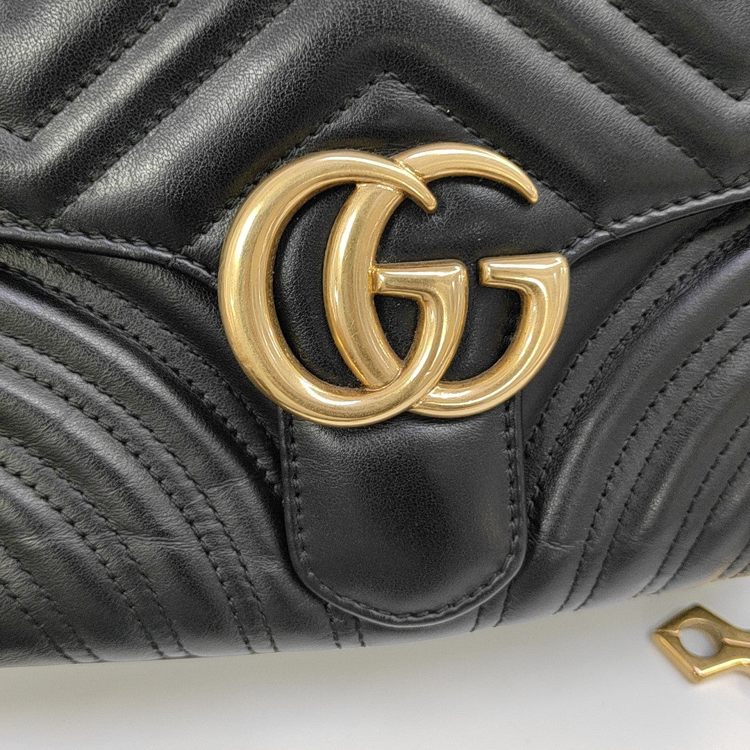 GG Marmont Medium Quilted Calfskin Black