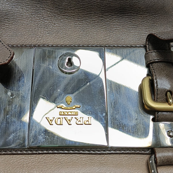 Calfskin Top Handle Bag Brown