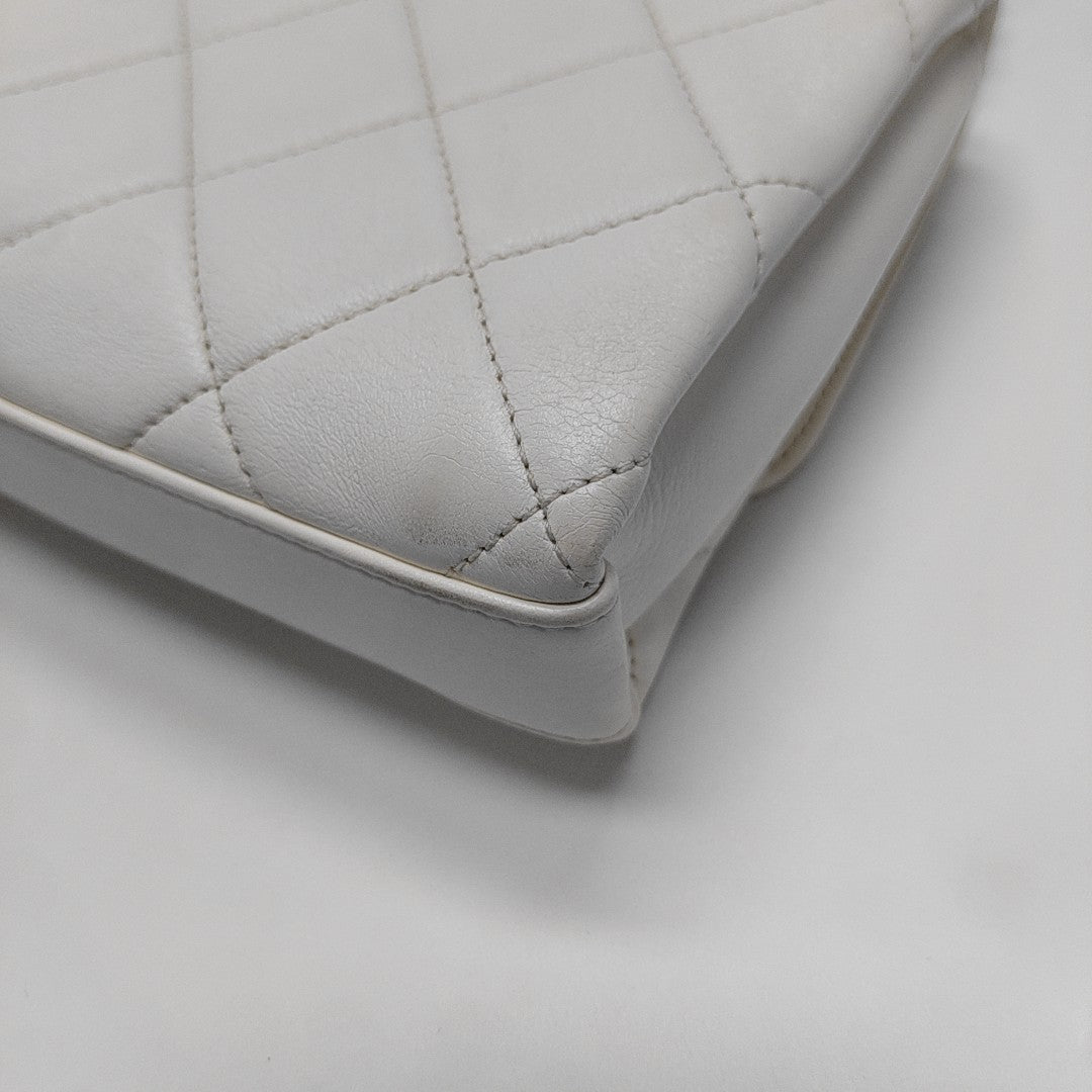Quilted Lambskin Shoulder Bag Mini White