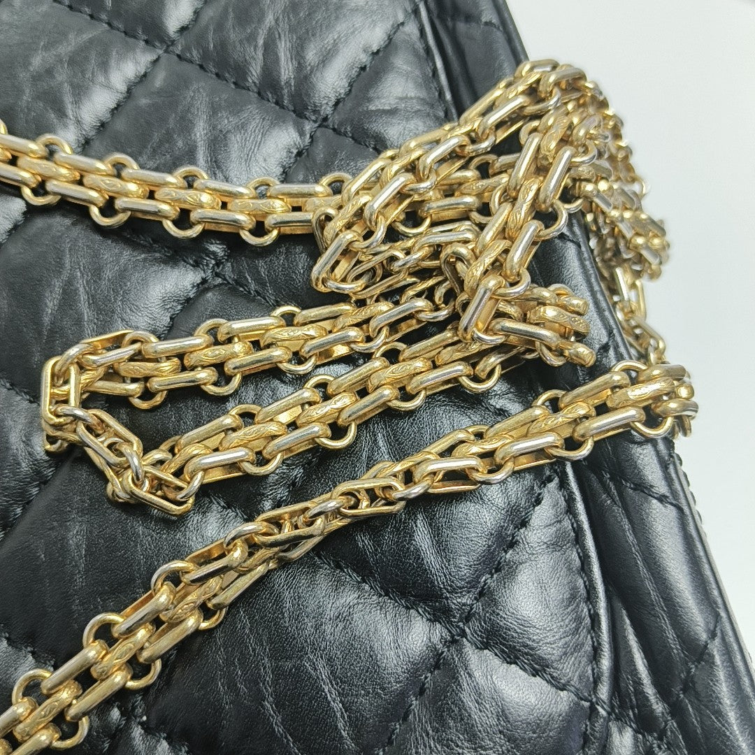 2.55 Maxi Quilted Waxed Cafskin Black