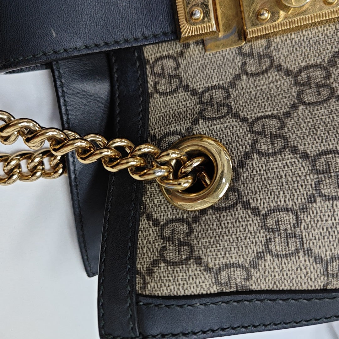 Padlock Small Monogram Coated Canvas Beige