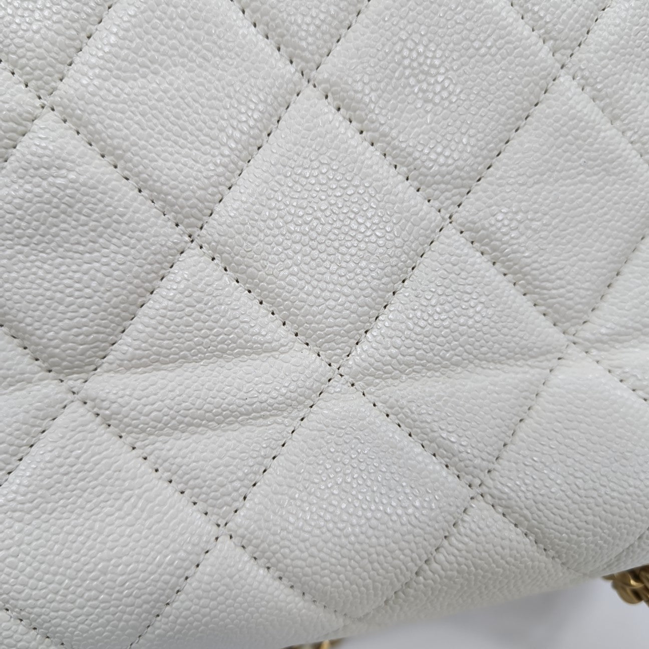 Quilted Grained Calfskin Backpack White