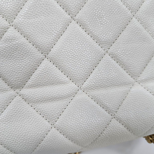 Quilted Grained Calfskin Backpack White