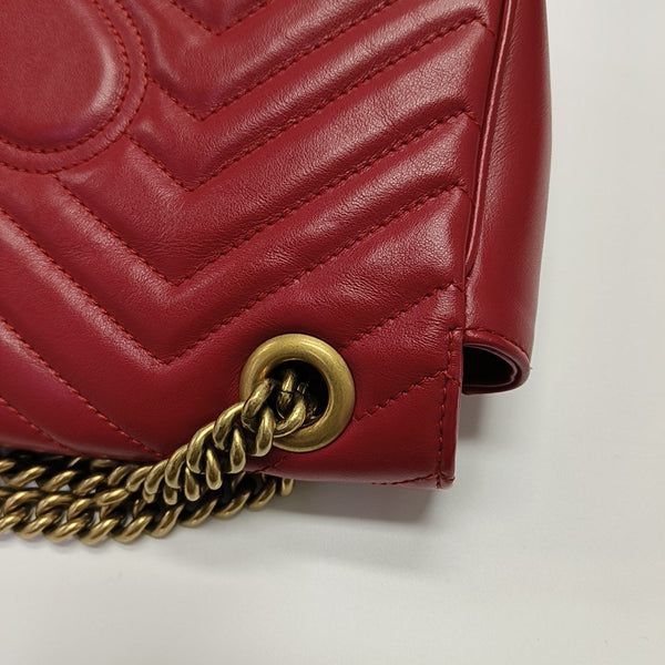 GG Marmont Medium Quilted Calfskin Red