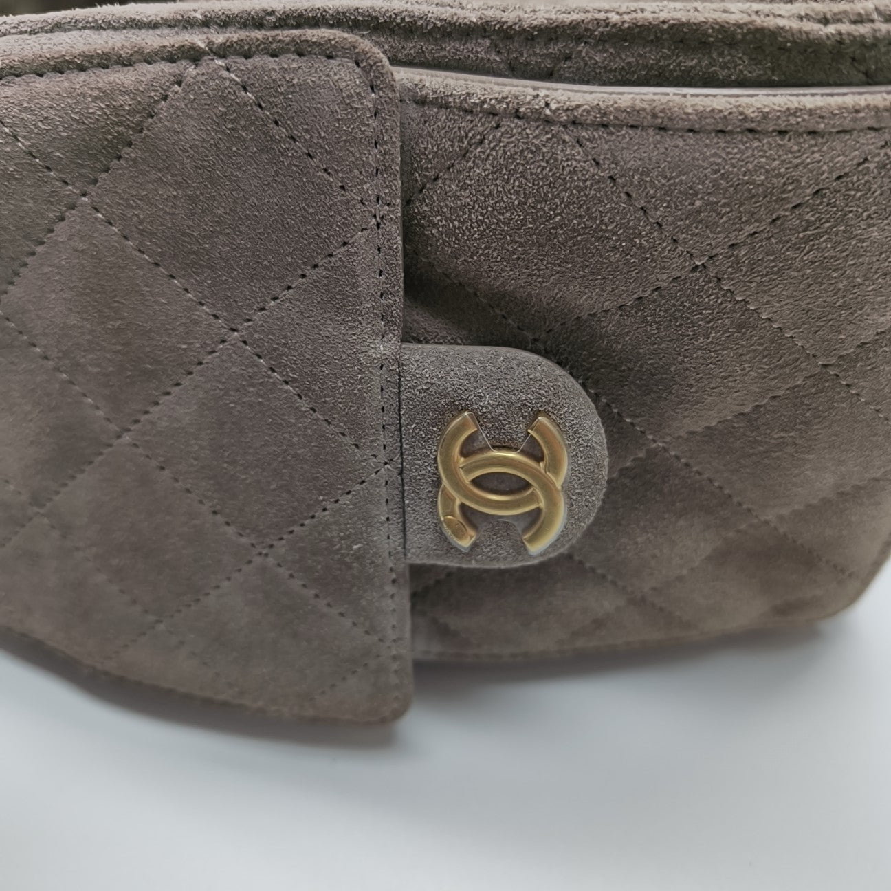 CHANEL 25 Small Quilted Suede Gray