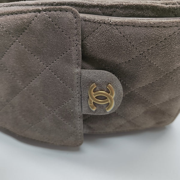 CHANEL 25 Small Quilted Suede Gray