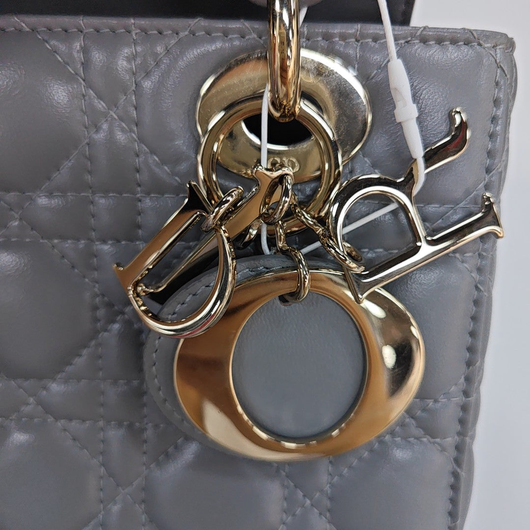 Lady Dior Small Cannage Lambskin Gray