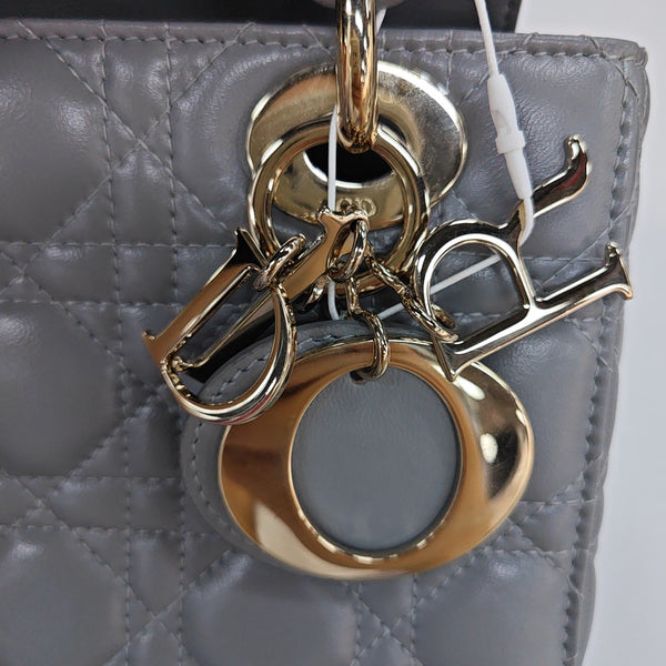 Lady Dior Small Cannage Lambskin Gray