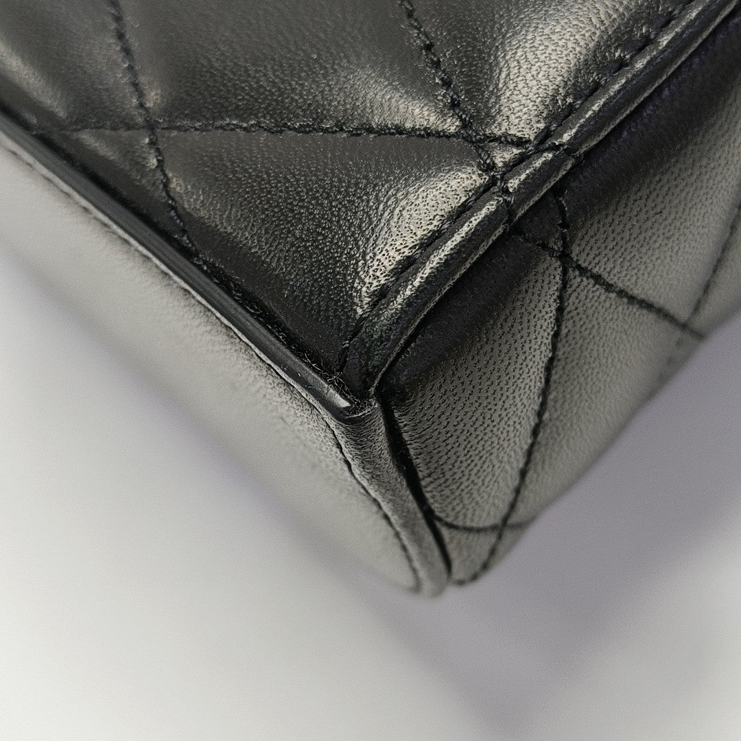 Quilted Lambskin Shoulder Bag Black