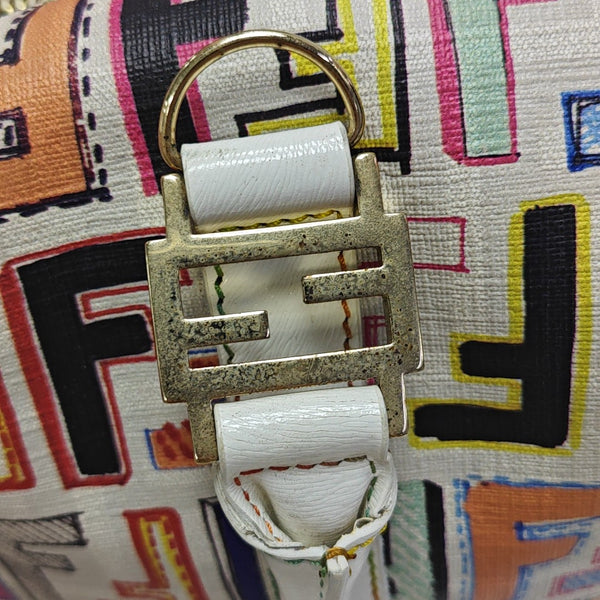 Coated Canvas Top Handle Bag White