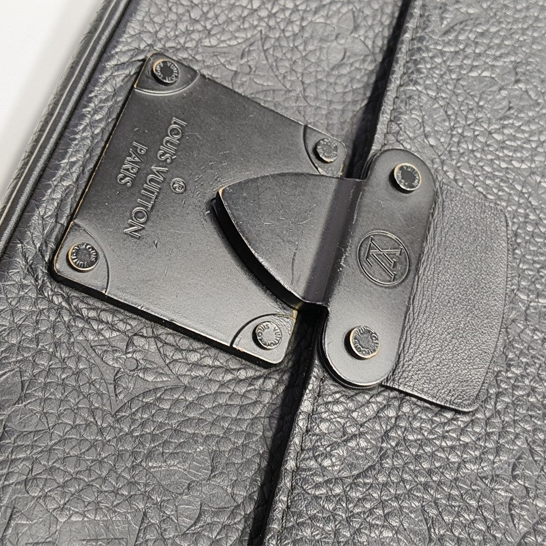 S LOCK Monogram Calfskin Black