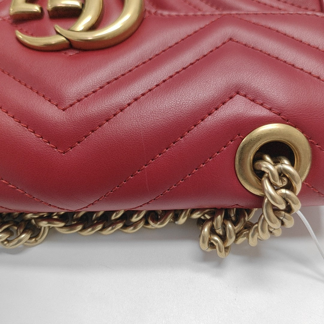 GG Marmont Small Quilted Calfskin Red
