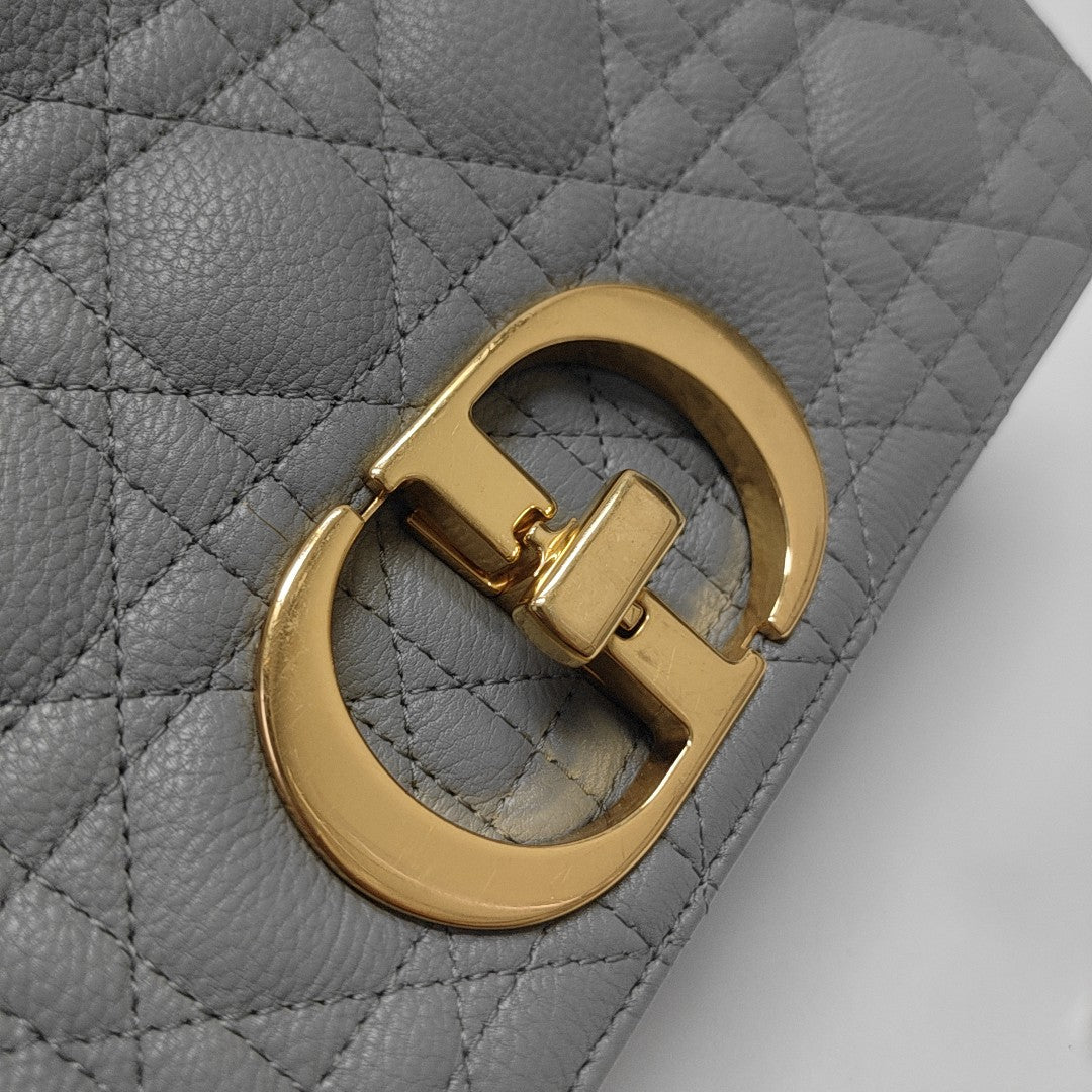 Dior Caro Medium Cannage Calfskin Gray
