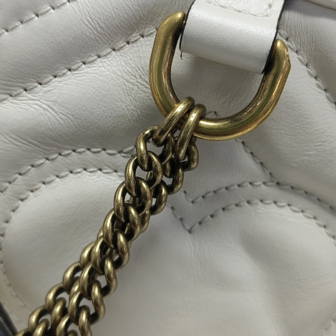 GG Marmont Mini Quilted Calfskin White