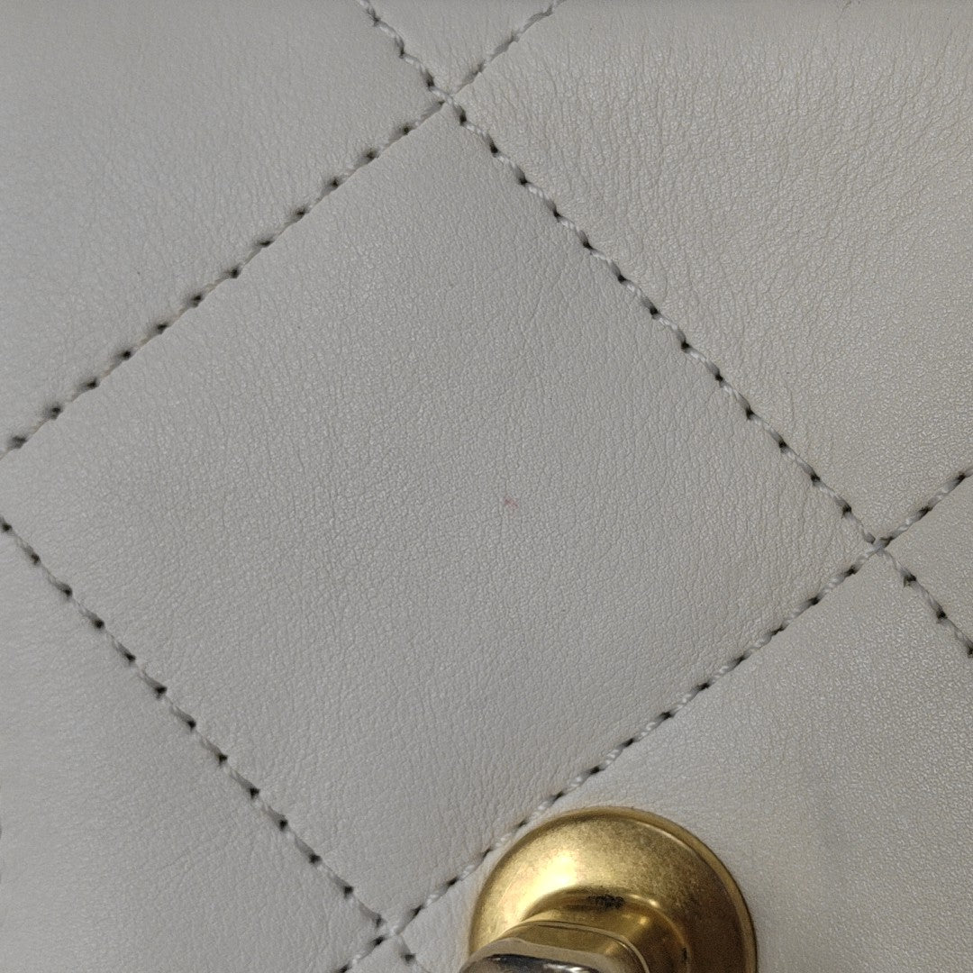Quilted Calfskin Shoulder Bag White
