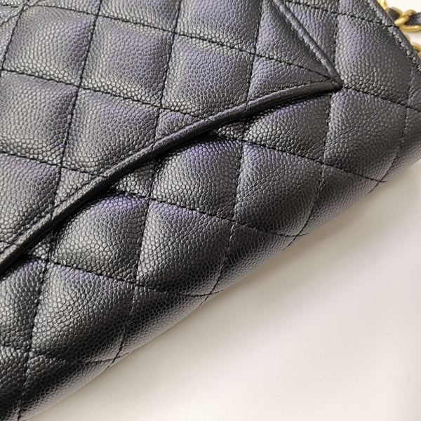 Quilted Grained Calfskin Shoulder Bag Black