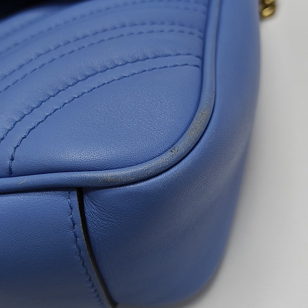 GG Marmont Medium Quilted Calfskin Blue