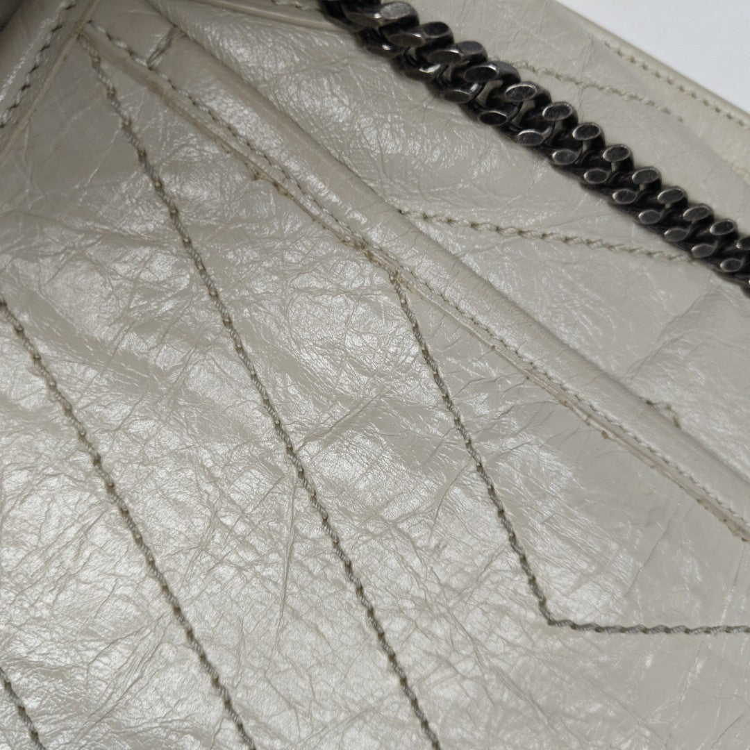 NIKI Small Chevron Calfskin White