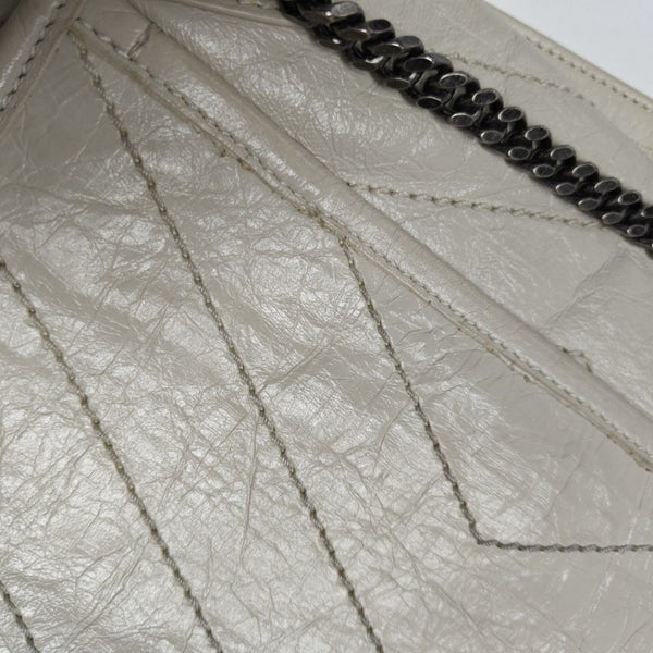 NIKI Small Chevron Calfskin White