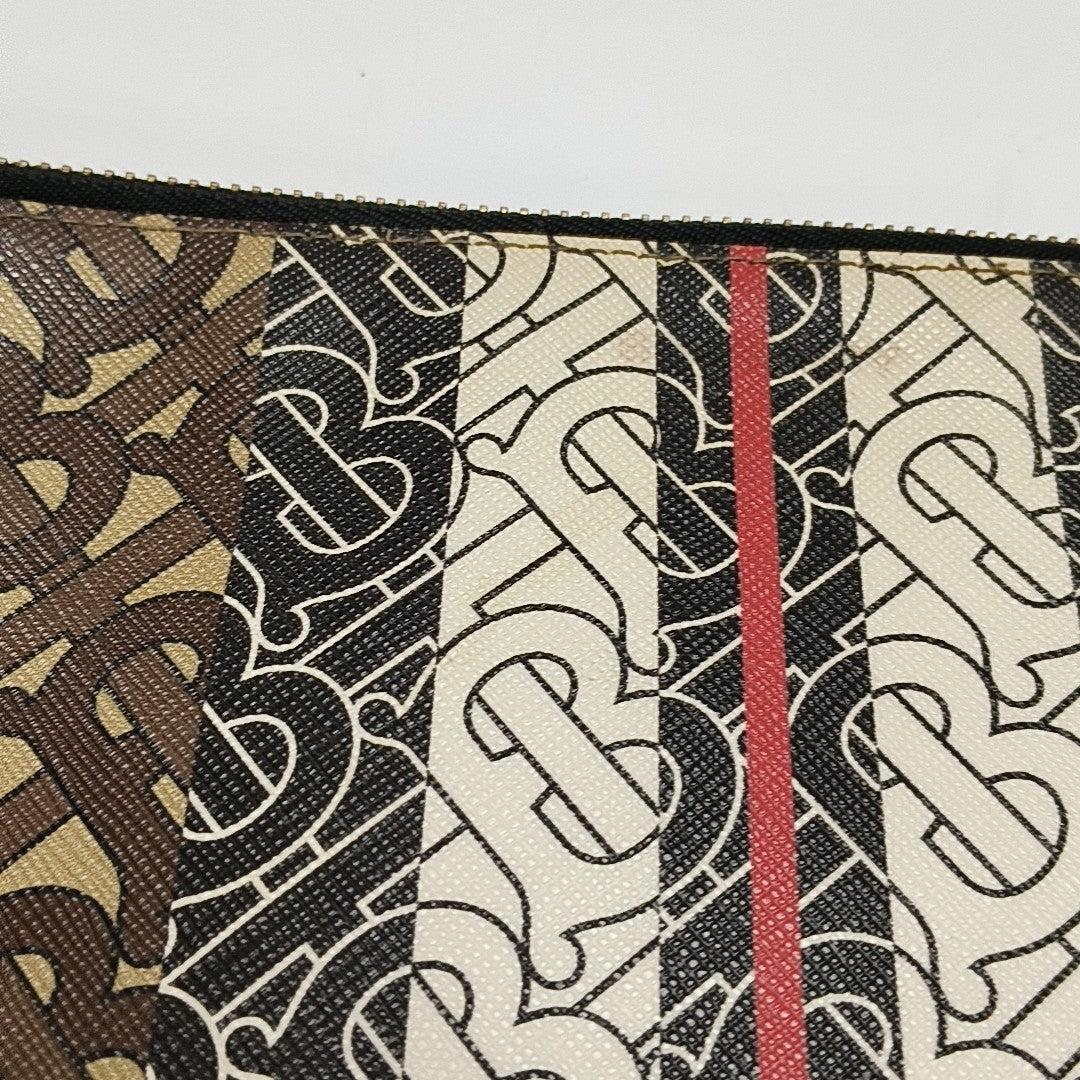 Coated Canvas Clutch Brown