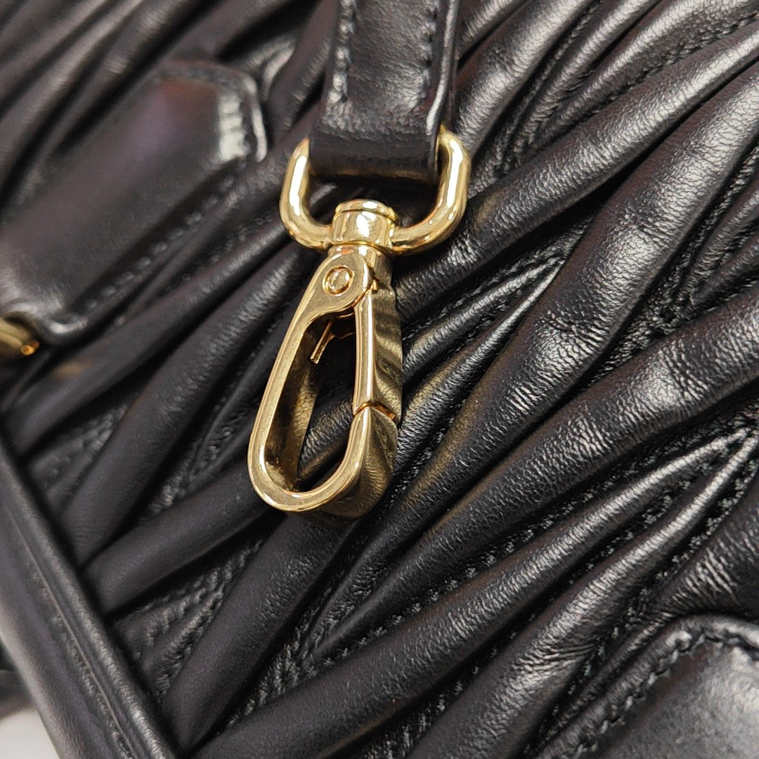 Arcadie Matelassé Large Quilted Lambskin Black