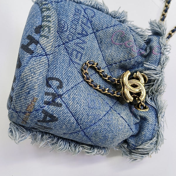 DRAWSTRING Mini Quilted Denim Blue