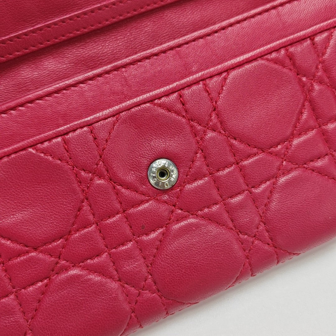 Lady Dior Small Cannage Lambskin Pink Wallet