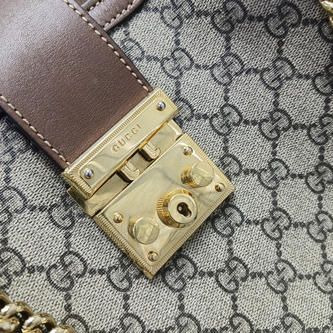 Padlock Medium Monogram Coated Canvas Beige
