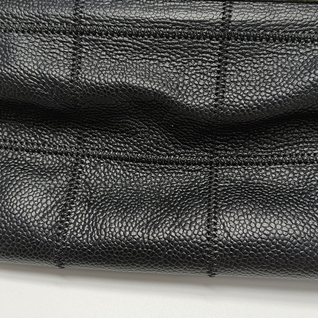 Quilted Grained Calfskin Shoulder Bag Black