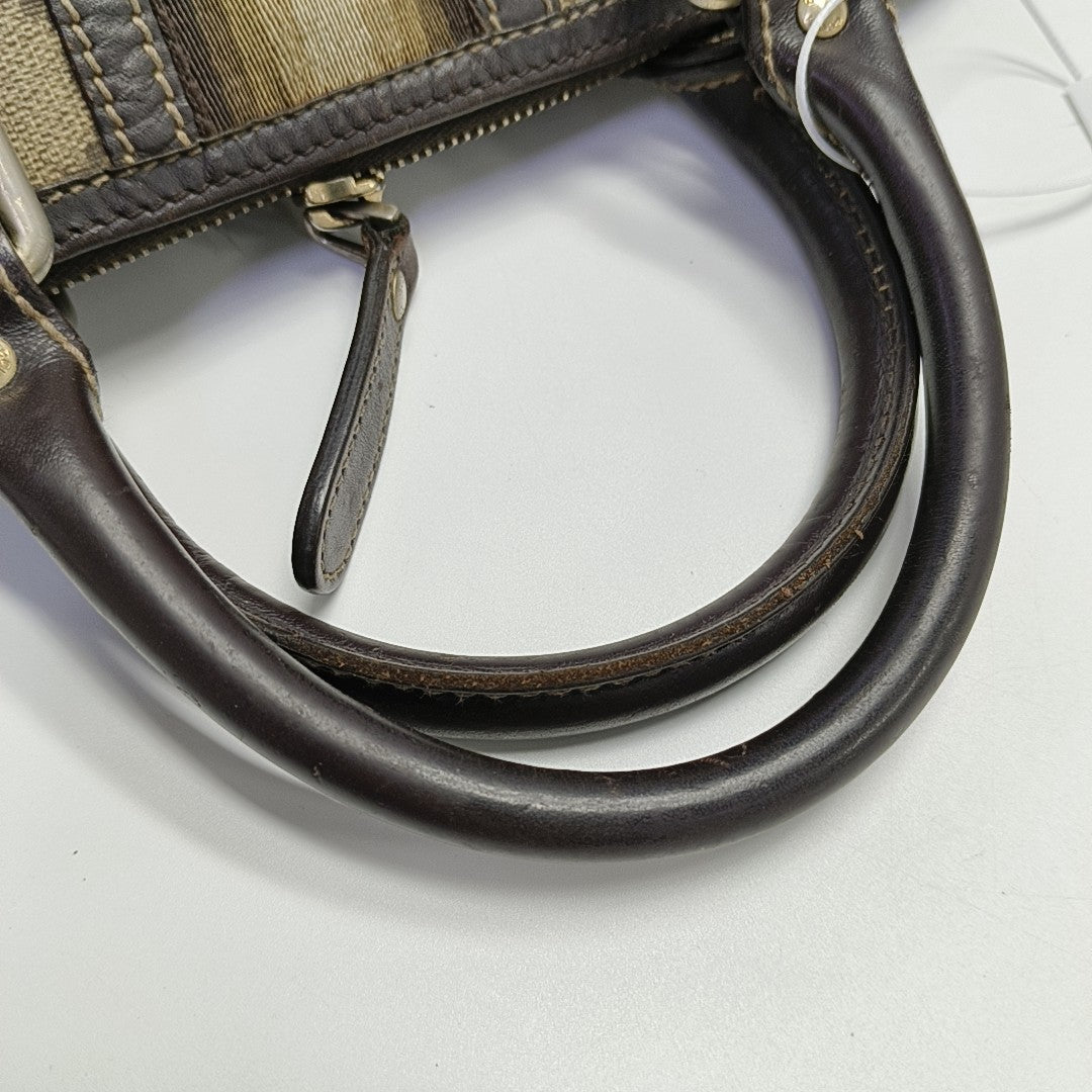 Monogram Coated Canvas Top Handle Bag Brown