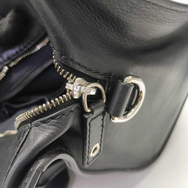 Leather Shoulder Bag Small Black