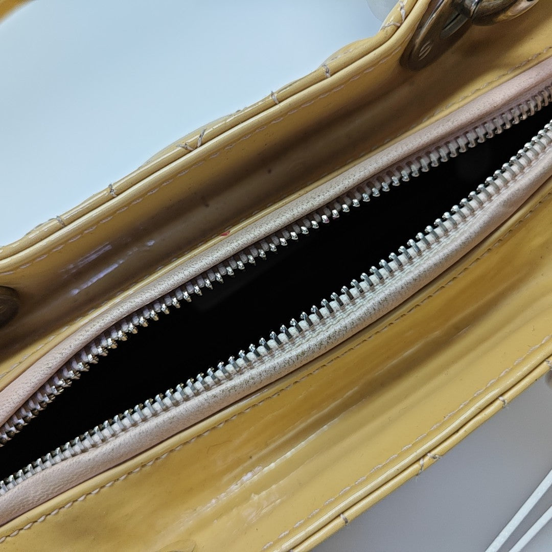Lady Dior Medium Cannage Patent Leather Yellow