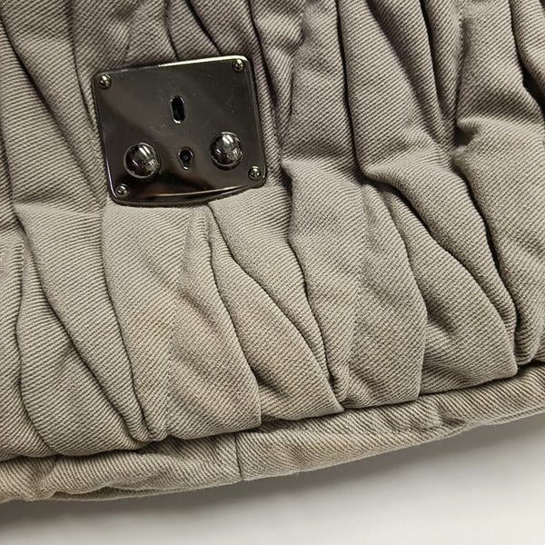 Quilted Fabric Shoulder Bag Gray