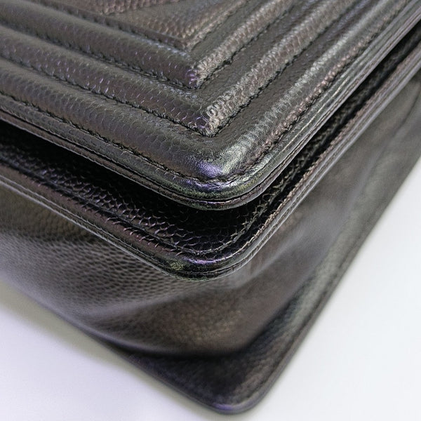 BOY CHANEL Medium Chevron Grained Calfskin Black