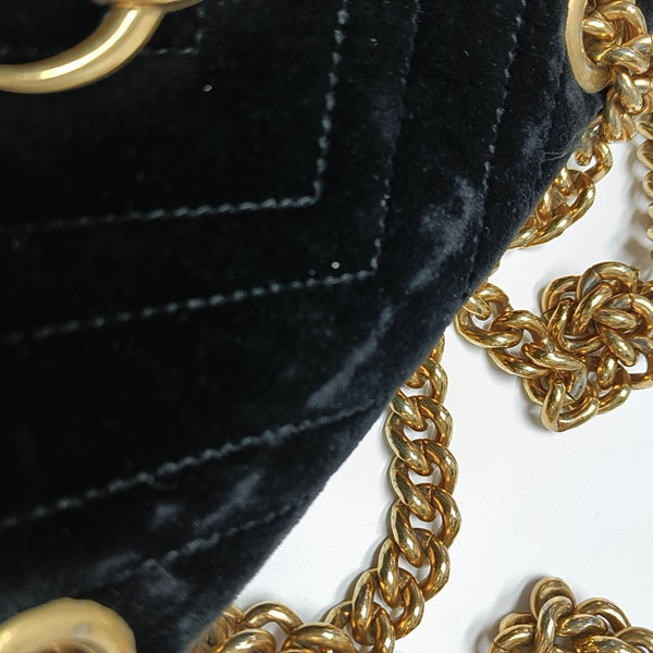 GG Marmont Small Quilted Velvet Black