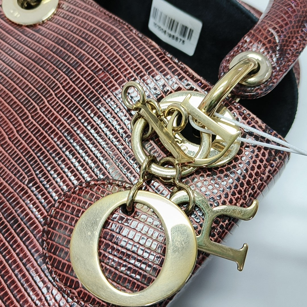 Lady Dior Mini Lizard Red