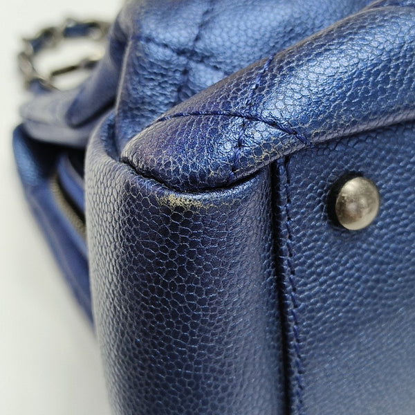 CC TIMELESS SOFT Small Quilted Grained Calfskin Blue