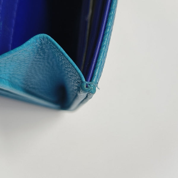 Grained Calfskin Wallet Blue