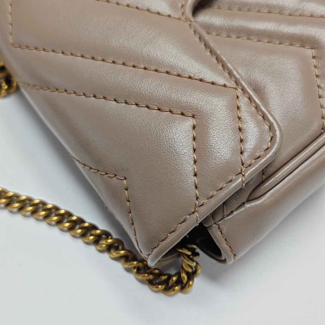 GG Marmont Mini Quilted Calfskin Beige