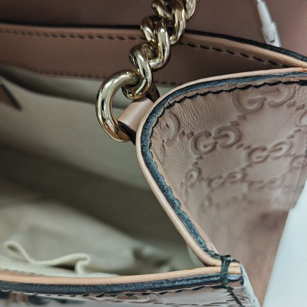 Emily Chain Monogram Calfskin Beige