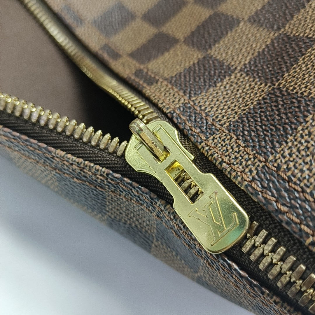 KEEPALL 55 Damier Ebene Coated Canvas Brown