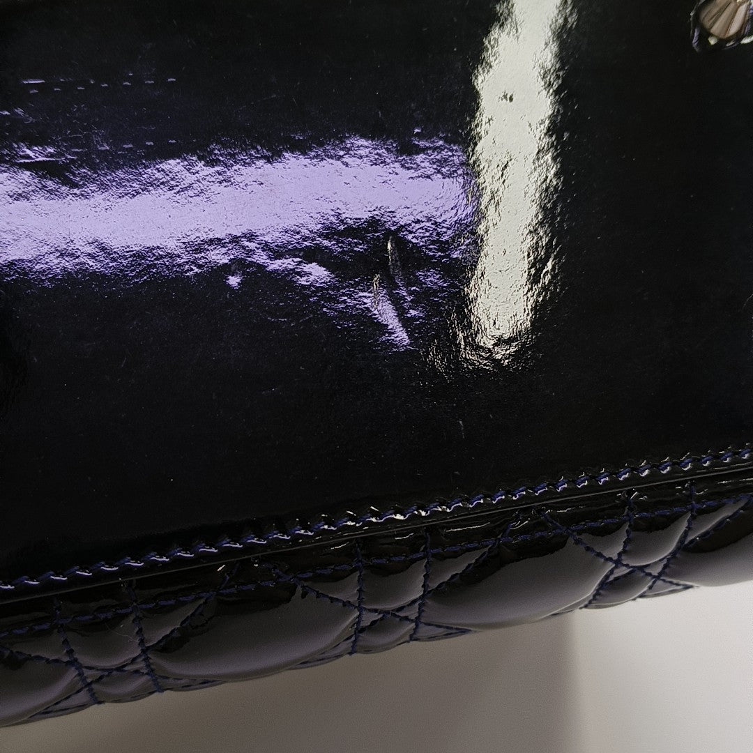 Lady Dior Medium Quilted Patent Leather Blue