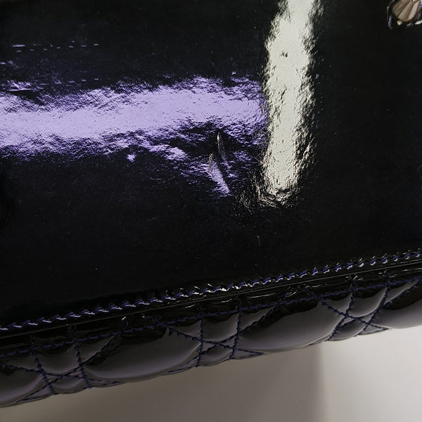 Lady Dior Medium Quilted Patent Leather Blue