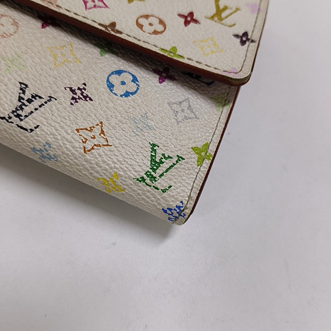 LV × TM PORTE MONNAIE Monogram Coated Canvas White Wallet
